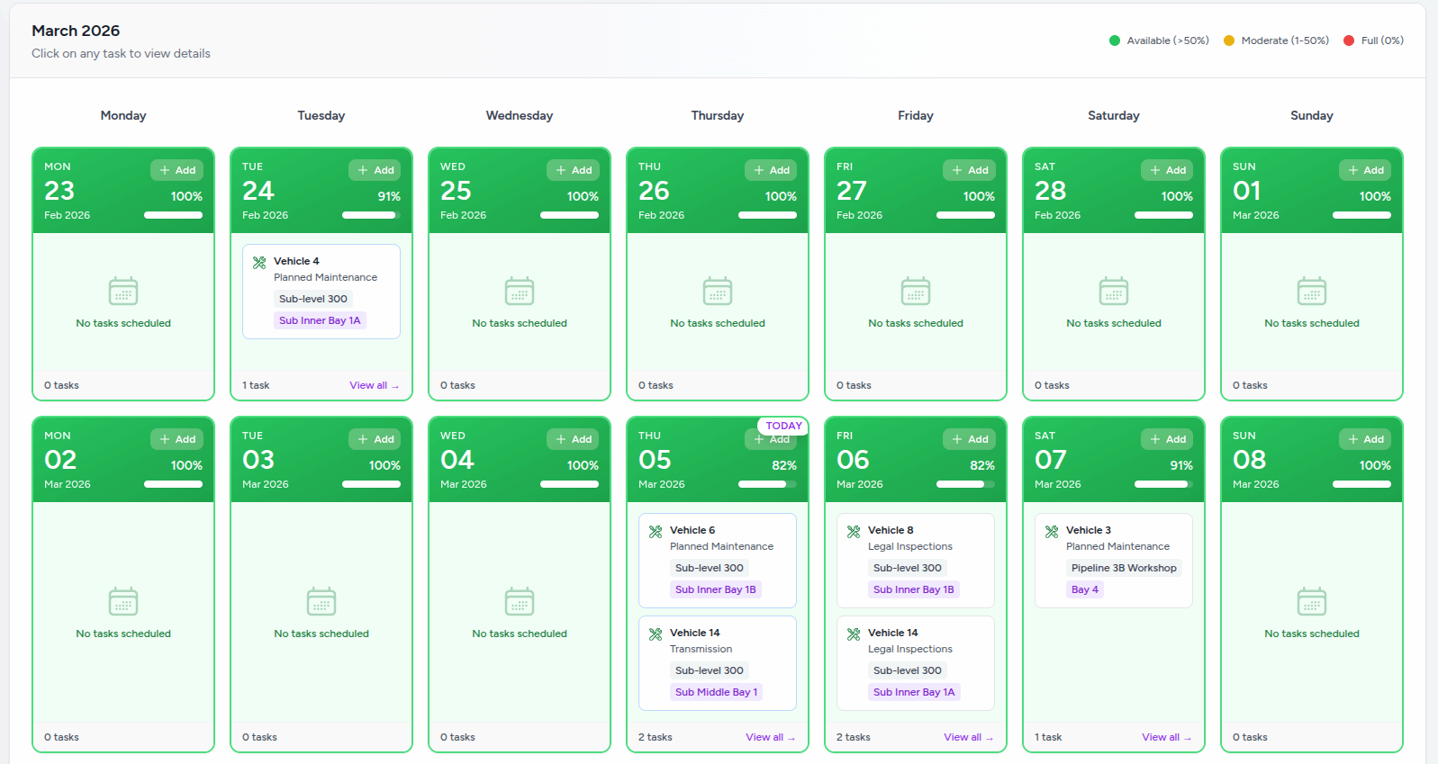 Calendar Dashboard – Weekly View